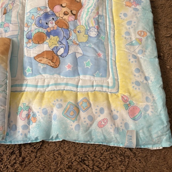 Vintage Baby Morgan TEDDY BEDDY Bear Comforter Quilt Crib Blanket W/ Pillow - Picture 3 of 9